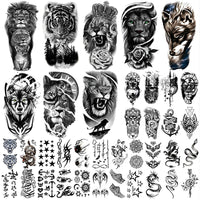 MAYCREATE 38 Sheets Temporary Tattoo Sticker For Men Black Tatto Sticker Beast on Arm Waterproof Large Tattoo Stickers Assorted Tatto Sticker