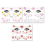 MAYCREATE Flower Face Temporary Tattoo Stickers for Women Girls, 3 Sheets Floral Face Eye Makeup Stickers Waterproof Art Fake Tattoos for Party Halloween Prom Photography