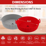 HASTHIP  2-Pack Air Fryer Reusable Silicone Pot, 6.8 inch Non-Stick Air Fryer Liners with Ear Handles, Air Fryer Accessories, Air Fryer Silicone Liner Wave Stripe Texture for Even Heat, Red & Grey