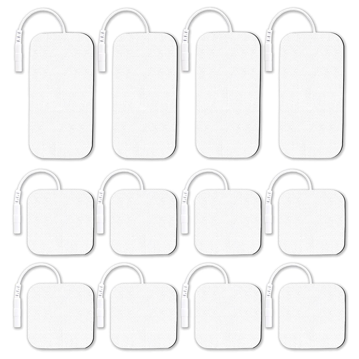 HANNEA 12 pcs Electrode Pads TENS Unit Pads, Electrode Replacement Patches with Upgraded Self-Stick Performance and Non-Irritating Design for Electrotherapy, 8 pcs 2 *2  and 4 pcs 2.36 *3.54