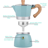 HASTHIP Moka Pot Coffee Maker 300ml Stovetop Espresso Maker for 6 Cups Coffee Italian Coffee Maker Moka Pot Aluminum Alloy Manual Cuban Coffee Percolator Machine for Cappuccino Latte