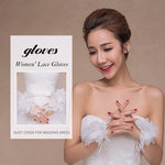 PALAY Women' Lace Gloves Elegant Bridal Fingerless Tulle Gloves Flower Banquet Bowknot Rhinestone Cuffs White Bridal Lace Satin Gloves (Short, multi2)