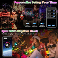 ELEPHANTBOAT 10M RGBIC LED Fairy String Lights with Bluetooth APP&Remote Control, Smart Christmas Tree Lights IP65 Waterproof Lights LED String Lights with Music Sync, Timing Function