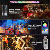 ELEPHANTBOAT 10M RGBIC LED Fairy String Lights with Bluetooth APP&Remote Control, Smart Christmas Tree Lights IP65 Waterproof Lights LED String Lights with Music Sync, Timing Function