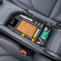 STHIRA Center Console Organizer Compatible with 2018-2023 Toyota Camry XLE XSE and 2020-2023 Camry LE SE with Dual USB Ports, Interior Accessories Storage Tray Insert ABS Material