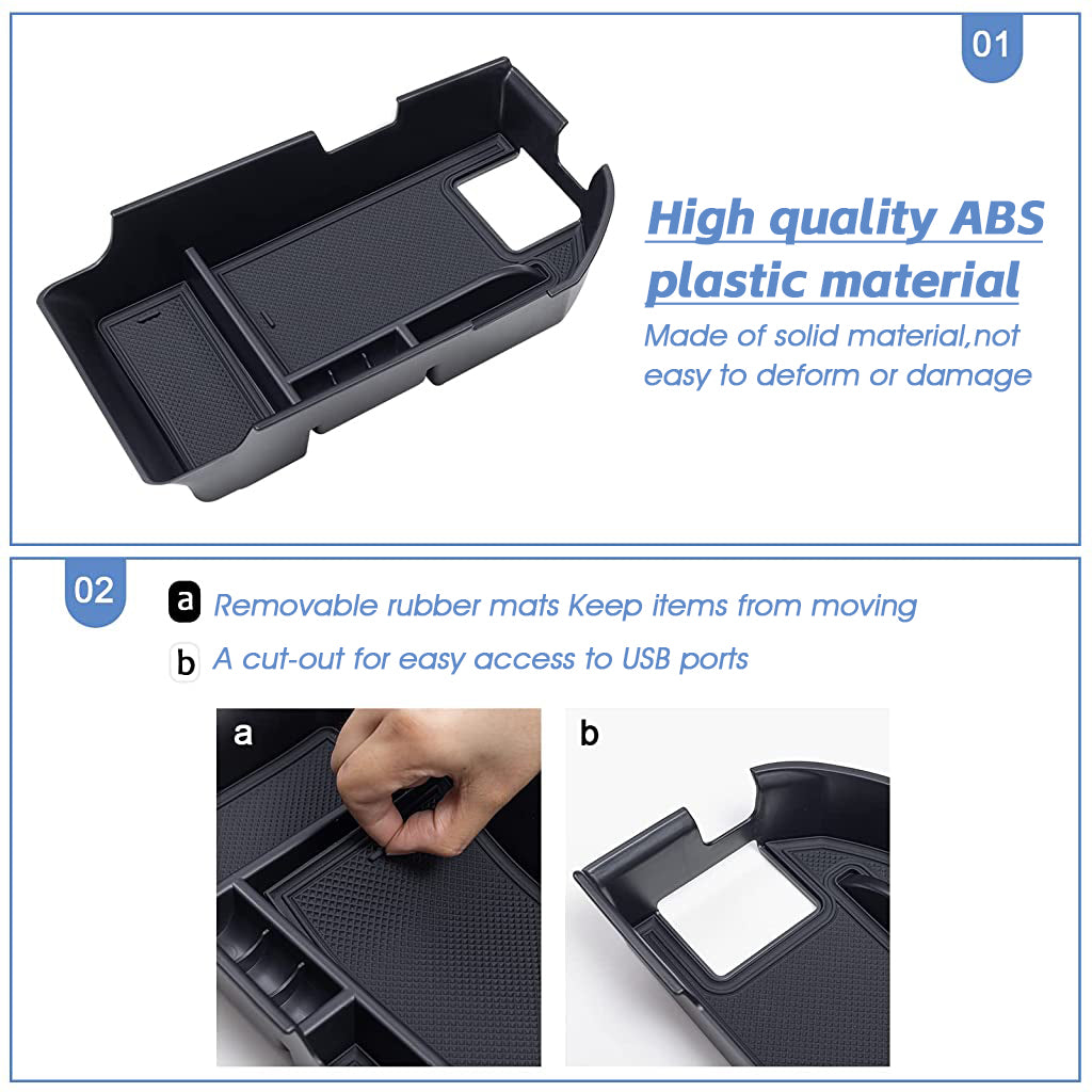 STHIRA Center Console Organizer Compatible with 2018-2023 Toyota Camry XLE XSE and 2020-2023 Camry LE SE with Dual USB Ports, Interior Accessories Storage Tray Insert ABS Material