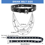 PALAY Gothic Leather Waist Belt Punk Rock Grommet Belt for Jeans Party Body Jewelry Accessories for Women and Girls (Black 2, 1)