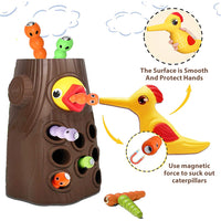 PATPAT Fine Motor Skill Toys for Kids Magnetic Toddler Toy Game Set, Baby Newborn Toy, Woodpecker Catch and Feed Game, Magnetic Bird Caterpillars Toy Set Montessori Toys for Girl Boy 3 Years Old