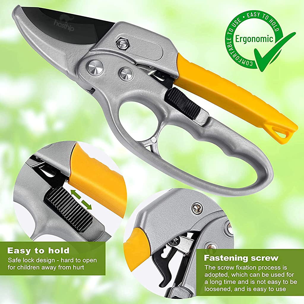 HASTHIP Gardening Scissor Stainless Steel Garden Snip with Safety Lock Garden Shears Sharp Cutter Pruners Scissor for Lawn, Garden & Potted Plants (A)