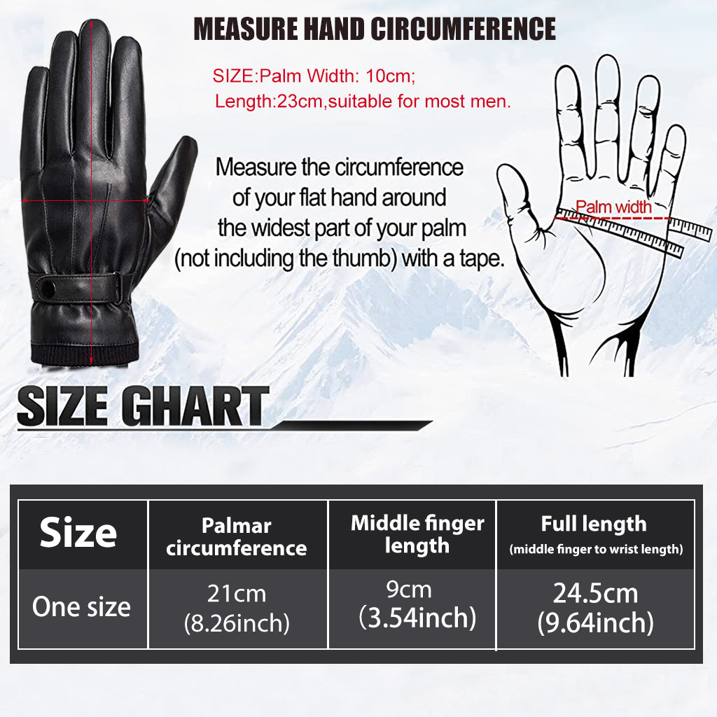 Proberos Winter Gloves for Men, PU Leather Fleece Warm Lining Gloves for Riding, Touch Screen Winter Gloves Fashion Winter Leather Gloves for Men Driving Gloves for Men (Black Style 1)