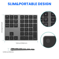 Verilux Bluetooth Numeric Keypad, Rechargeable Numeric Keypad Slim 34-Keys External Numpad Keyboard Bluetooth Number Pad, Wireless Numeric Keyboard Small Keypad for Laptop Desktop PC Computer Tablet Window