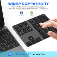 Verilux Bluetooth Numeric Keypad, Rechargeable Numeric Keypad Slim 34-Keys External Numpad Keyboard Bluetooth Number Pad, Wireless Numeric Keyboard Small Keypad for Laptop Desktop PC Computer Tablet Window