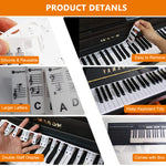 HASTHIP Piano Stickers for 88 Keys Practicing Removable Piano Keyboard No Need Stickers Notes Label, Digital Piano, Piano Guides Note Lables for Beginners, Box Packing