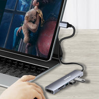 Verilux USB C Hub Multiport Adapter 7 in 1 Aluminum Type C Hub with 4K HDMI Output, USB 2.0/3.0 Ports, SD/Micro SD Card Reader, PD100W Compatible for MacBook Pro/ Air M1, XPS, Surface Pro and More