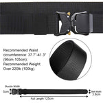 GUSTAVE Tactical Belt for Men Military Hiking Rigger Belt 49.2'' Nylon Web Work Belt with Heavy Duty Aluminum Alloy Quick Release Buckle - Black