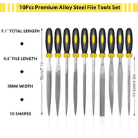 Supvox 10Pcs File Tools Set, Premium Hardened Drop Forged Alloy Steel File Tools, Includes Flat, Flat Warding, Square, Triangular, Round, and Half-Round File