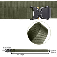 GUSTAVE Tactical Belt for Men 49.2'' Military Hiking Rigger Belt Nylon Web Work Belt with Heavy Duty Quick Release Buckle - Army Green