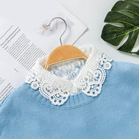 PALAY  Fake Collar White Detachable Fake Shirt Collar Floral Lace Blouse Half Shirts for Women Girls Elegant Collar Shirt False Collar for Dress Tops