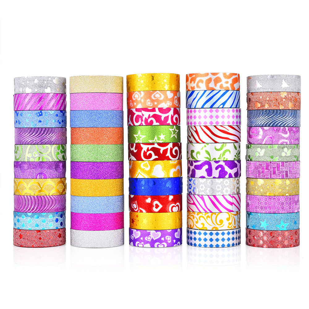 Climberty 50 Rolls Glitter Washi Tape Set, Washi Decorative Tapes for DIY Decor Planners Scrapbooking Adhesive School/Party Supplies