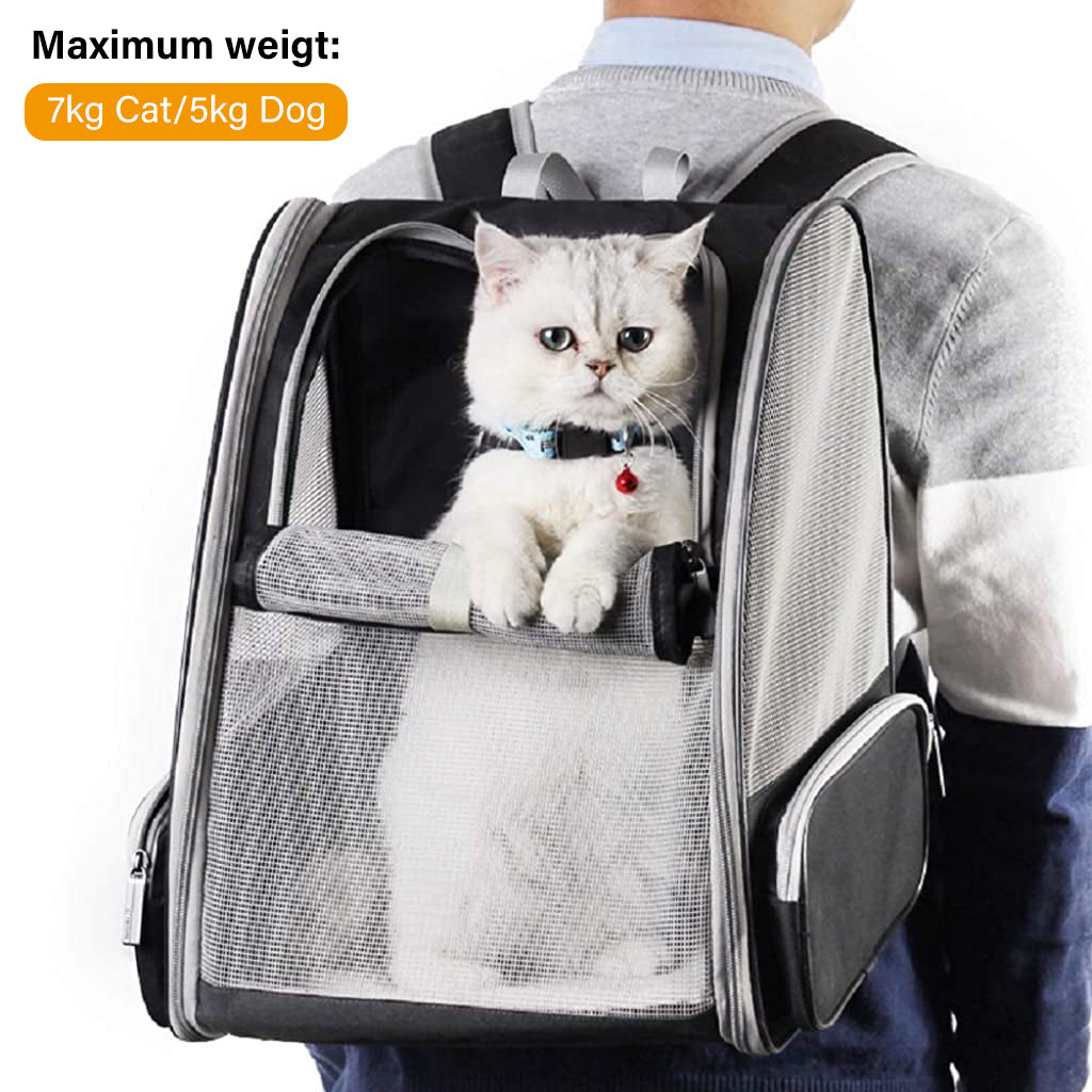 Qpets Pet Carrier Expandable Breathable Design Cat Bag Carrier Backpack for Hot Weather, Expandable Cat Dogs Cage, Cat Bag, Backpack Design Pet Travel Carrier Pet Case for Small Pets