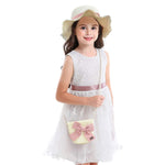 SNOWIE SOFT Summer Straw Hat for Girls Ruffled Brim Hat Sun Straw Bow Hats Beach Hats with Straw Woven Zipper Pouch for Girls 4-6 Years Old Travel Outdoor Hat, Beige