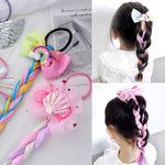 SANNIDHI 3pcs Colored Braids Ponytails Hair Extensions with Rubber Bands, Glitter Rainbow Braided Ponytails Extension Hairstyle Accessories Hairpieces for Girls Kids Party Highlights Cosplay