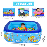 Proberos 150*100*55cm Baby Swimming Pool for Kids, Thicken PVC Inflatable Swimming Pool for Fun Indoor Outdoor Summer Activities