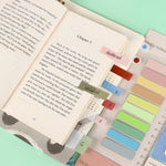 HASTHIP Sticky Tabs Morandi Color Sticky 600pcs Index Tabs Sticky Notes with Ruler Color Sticky Tabs for Notebook, Books, PET Material Page Tabs Sticky Flags File Index Tabs Office Stationery