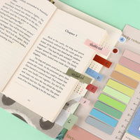 HASTHIP Sticky Tabs Morandi Color Sticky 600pcs Index Tabs Sticky Notes with Ruler Color Sticky Tabs for Notebook, Books, PET Material Page Tabs Sticky Flags File Index Tabs Office Stationery