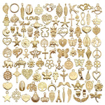 MAYCREATE 100pcs Gold Alloy Charms for Jewellery Making Pendants Bulk Lots Antique Mixed DIY Necklace Bracelets Charms Pendants Kit for Jewelry Making and Crafting Supplies
