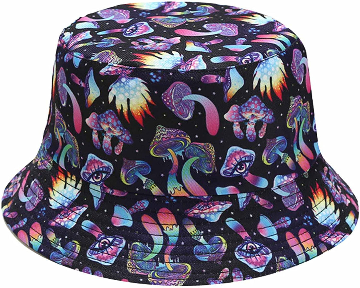 PALAY Digital Print Bucket Hat for Men Women Fashion Color Mushroom Print Beach Hat Cap for Travel, Hiking, Outdoor Fisherman Cap