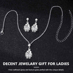 SANNIDHI Women Necklace Earrings Set Rhinestone Necklace Earstud Bridal Wedding Jewelry Sets Zircon Pendent Necklace Prom Gift Jewelry Set for Women and Girls