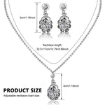 SANNIDHI Women Necklace Earrings Set Rhinestone Necklace Earstud Bridal Wedding Jewelry Sets Zircon Pendent Necklace Prom Gift Jewelry Set for Women and Girls