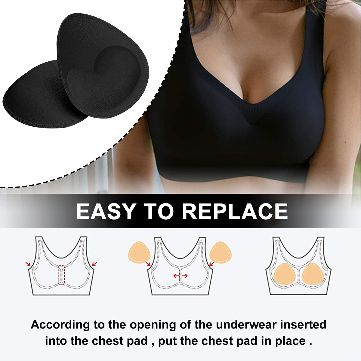 MAYCREATE 2Pairs Cotton Bra Pads, Inserts Bra Cups Replacement Bra Pads Women's Comfy Sports Cups for Sport Bra Bikini Bra, Black + White