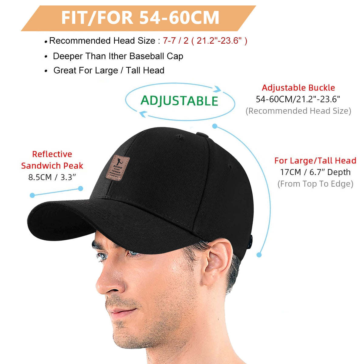 GUSTAVE Baseball Cap for Men Sports Cap for Men Women Summer Baseball Cap Vintage Stylish Cap for Outdoor Sport Driving Adjustable Closure Buckle