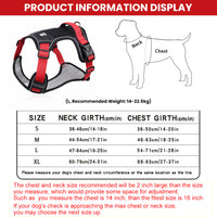 Qpets No Pull Dog Harness with Safety Reflective Strip Quick Release Buckle Adjustable Size Easy Control Handle for Small Medium Large Dog(Red,L, Recommended Weight: 14-22.5kg)
