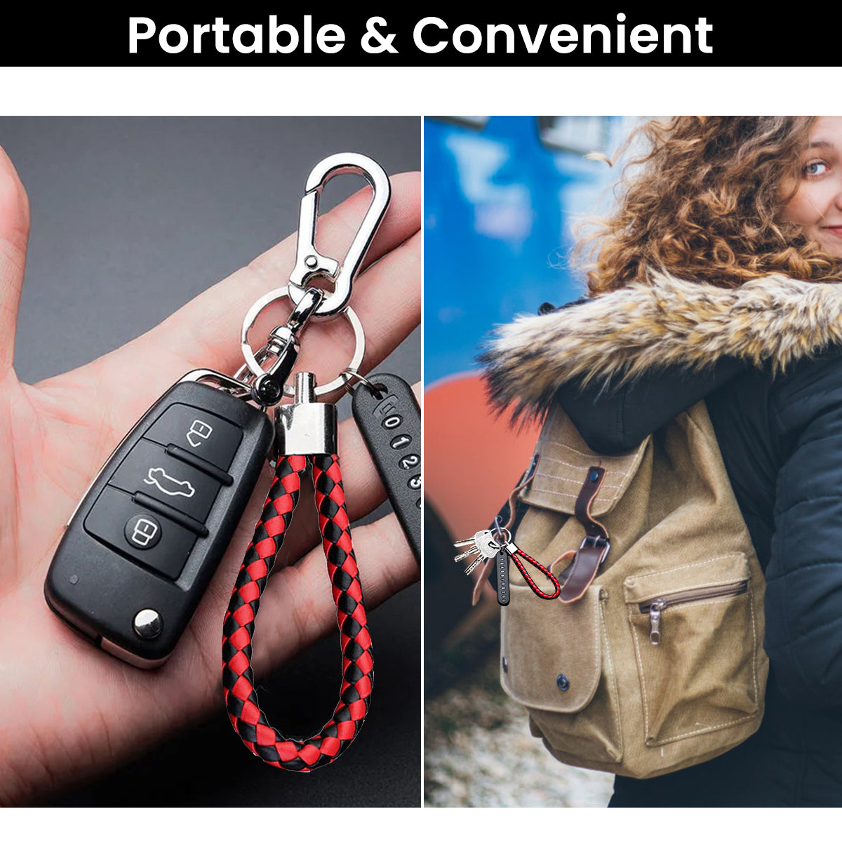 GUSTAVE Keychain Anti Lost Car Keychain with Phone Number Pendant Universal Car Keychain Strong Alloy Car Keychain with Woven Hand Strap