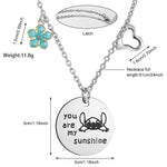 SANNIDHI Necklace for Girls Stitch You are My Sunshine Necklace & Greeting Card, Titanium Steel Lovely Stitch Necklace Jewelry Gift for Daughter, Sister, Girlfriend Birthday - Silver