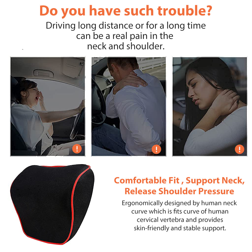 STHIRA Car Neck Pillow Ergonomic Car Seat Headrest Pillow Comfortable Neck Rest Cushion Memory Foam Car Headrest Pillow with Breathable Detachable Pillow Cover