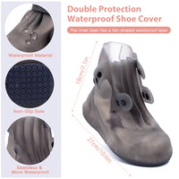 PALAY Silicone Shoe Covers for Kids, Men, Women with Double-Breasted, Anti-Slip and Waterproof Shoe Cover, TPE Sole Wear-resistant and Reusable Shoes Cover for Rainy Season (for Size 7-8.5)