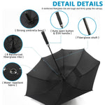 PALAY 52Inch Big Umbrella for Men, Auto Open Large Golf Umbrella Windproof, Oversize Rain Umbrella with Cover for Aldult Men, Windproof Waterproof Umbrella for Commuting, Travel (Black)