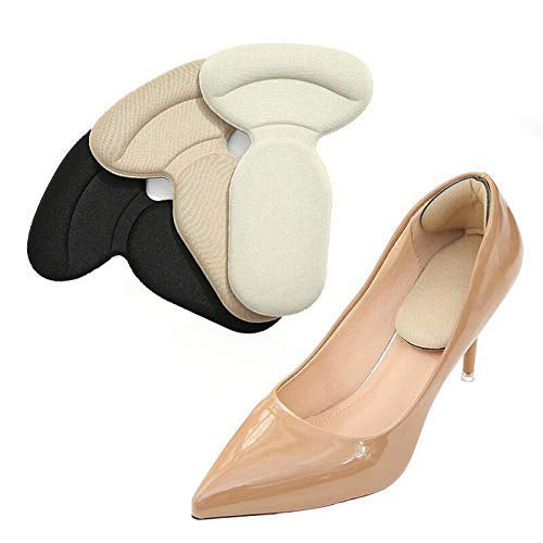 PALAY Heel Grips, 3 Pairs Silicone Shoes Too Big Insole Inserts Back Liner High Heel Cushions for Shoes Boot Cushion T Shape 3 Colors