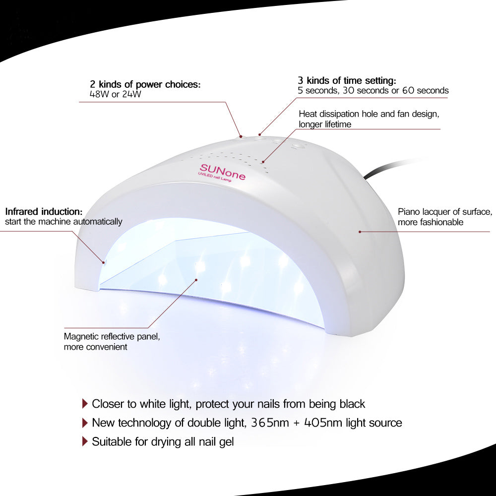 Supvox  48W Electronic Professional LED UV Lamp Nail Dryer Polish Acrylic Gel Art Machine with Timer - EU Plug / Quick Dry / White Light - white