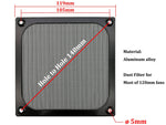 HASTHIP  120mm Aluminum Alloy Stainless Mesh Fan Filter Dust Guard (Black)