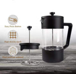 HASTHIP  French Press Coffee Maker 600ML 3 Part Superior Filtration German Heat-Resistant Borosilicate Glass Coffee Maker with 304 Stainless Steel Rust-Free Dishwasher Safe