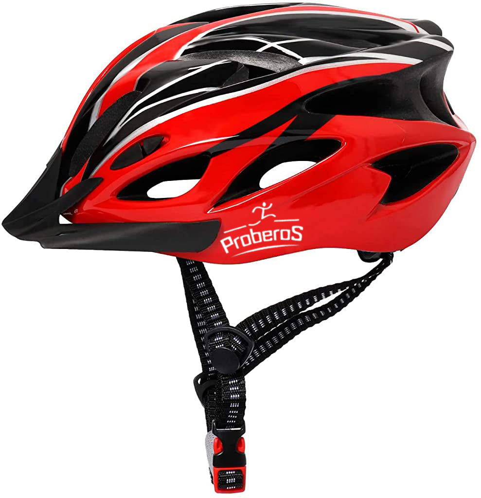 Proberos Bicycle Helmet with Adjustable Lightweight Mountain Bike Racing Helmet for Men and Women (Red)