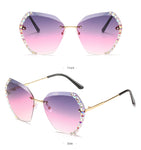 PALAY Sunglasses for Women Stylish with Storage Case Cleaning Wipe Unique Cool Frameless Dragonfly Wing Shaped Sunglasses (Yellow and Pink)