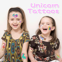 MAYCREATE 4 Sheets Colorful Unicorn Temporary Tattoos For Kids Girls Necks Fake Face Tattoo Stickers For Children Unicorn Tatoo Cartoon Boys