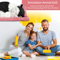 PATPAT  Sleeping Cat Toy,Plush Dolls, Stuffed Toys Cute Simulation Doll Collection Bamboo Charcoal Stuffed Puppy Animals Toy with Mat(25*20cm) (Style 3)