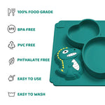 SNOWIE SOFT Baby Suction Plates for Baby Feeding;Silicone Toddler Plates with Deep Divided for Kids to Feed Themselves,Baby Place Mats with Cute Dinosaur Design,BPA Free